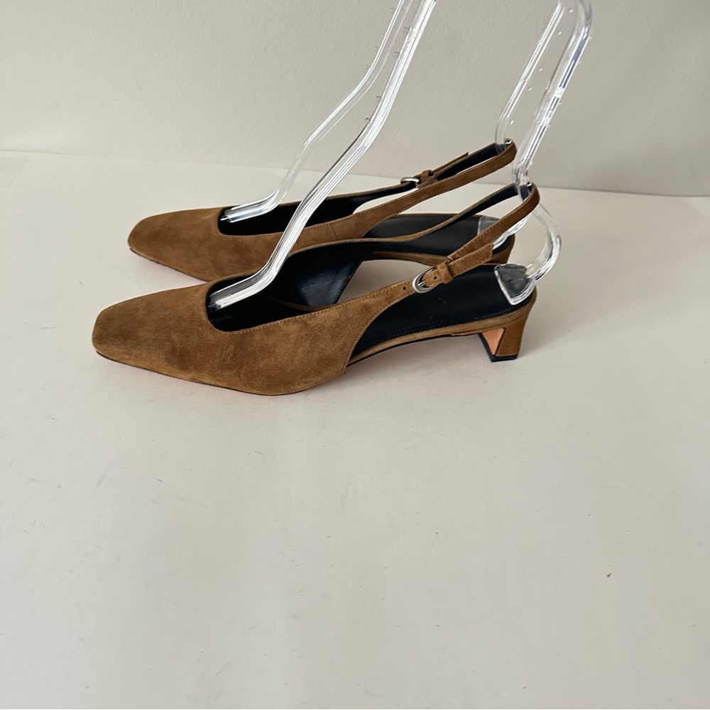 NEW Vince Hart Cinnamon Suede Slingback Women's Kitten Heels, Sz 9 - Picture 3 of 14